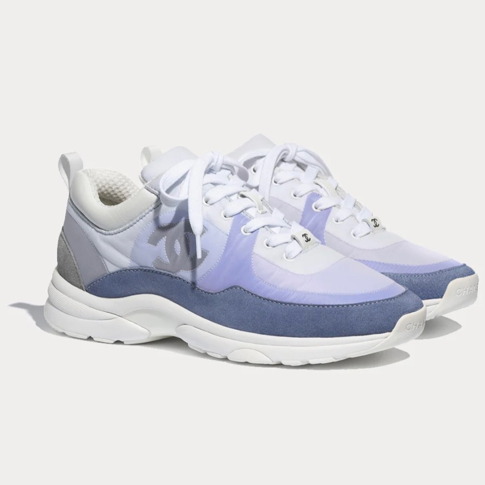 Chanel  Suede Calfskin & Nylon Sky Blue Low Top Sneakers